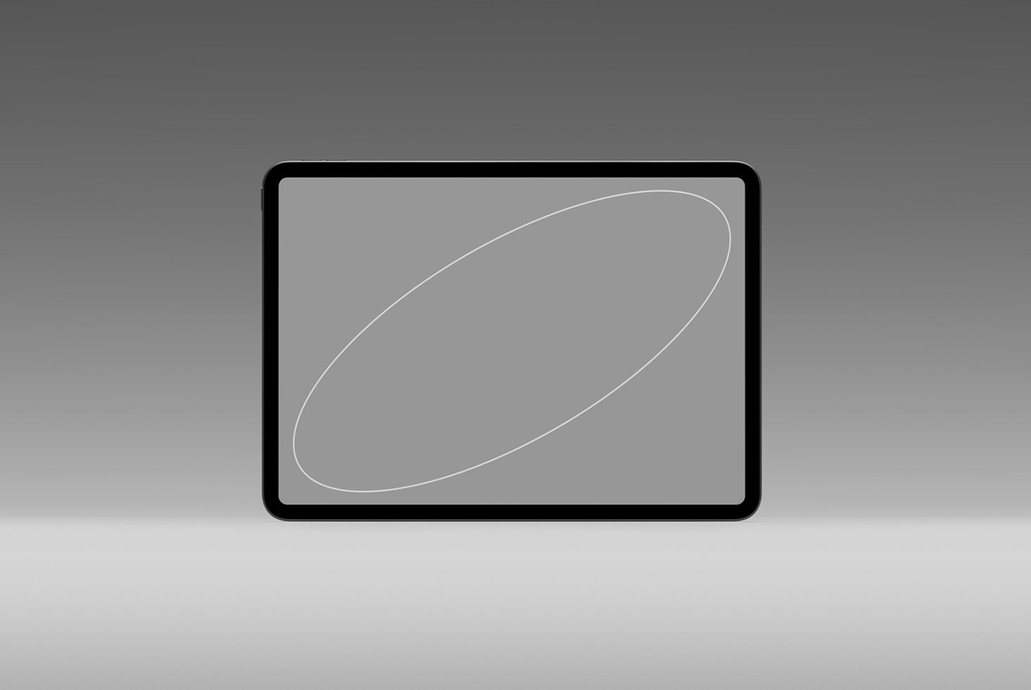 Minimalist tablet mockup with shadow on a gradient background, ideal for presenting app and web designs to clients.