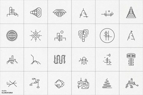 Set of 20 vector line icons for design projects, graphic elements in modern style, ideal for web design, templates, and infographics.