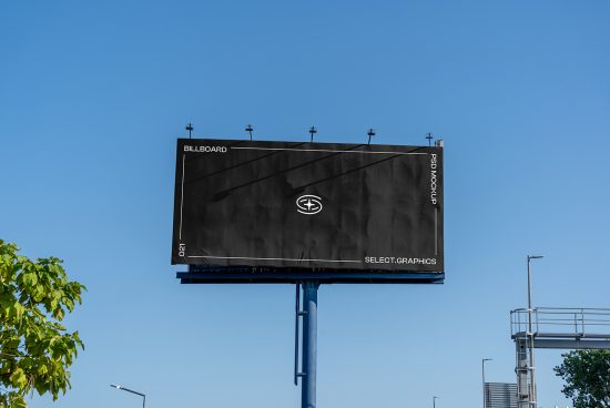 Outdoor billboard mockup on clear day, perfect for realistic advertising presentation, high-resolution designer resource.