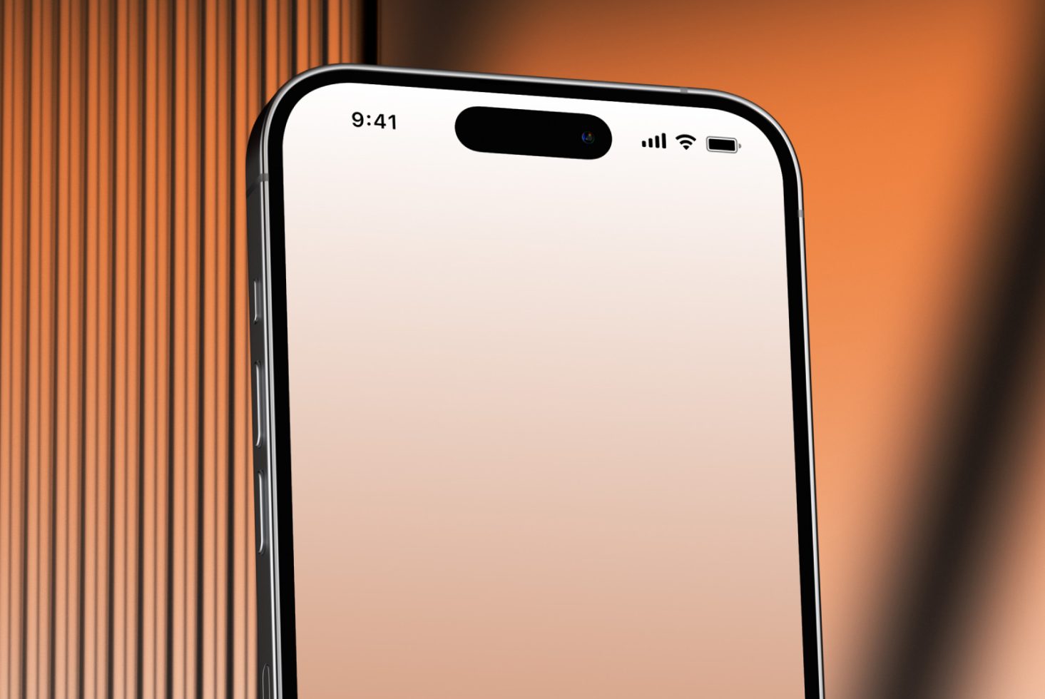 Smartphone mockup with blank screen for design presentation, against a blurred orange background. Perfect for UI/UX designers' showcases.