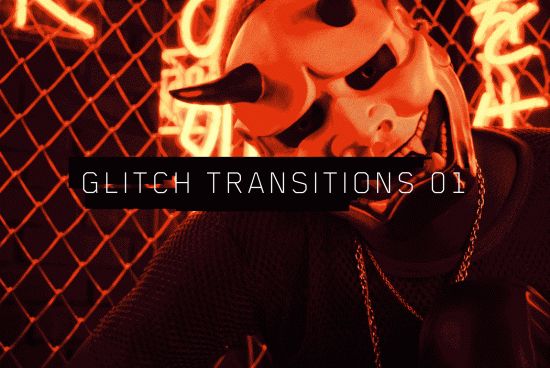 Creepy mask figure with glitch effect for video transitions overlay, digital asset for designers, suitable for horror-themed projects.
