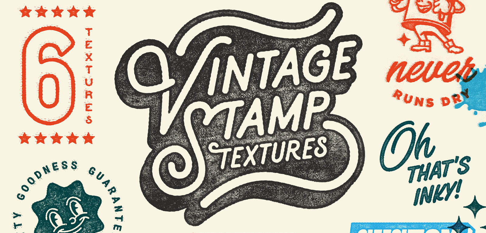 Retro-inspired mockup featuring vintage stamp textures with bold typography, designed for Photoshop & Affinity, perfect for graphic designers.