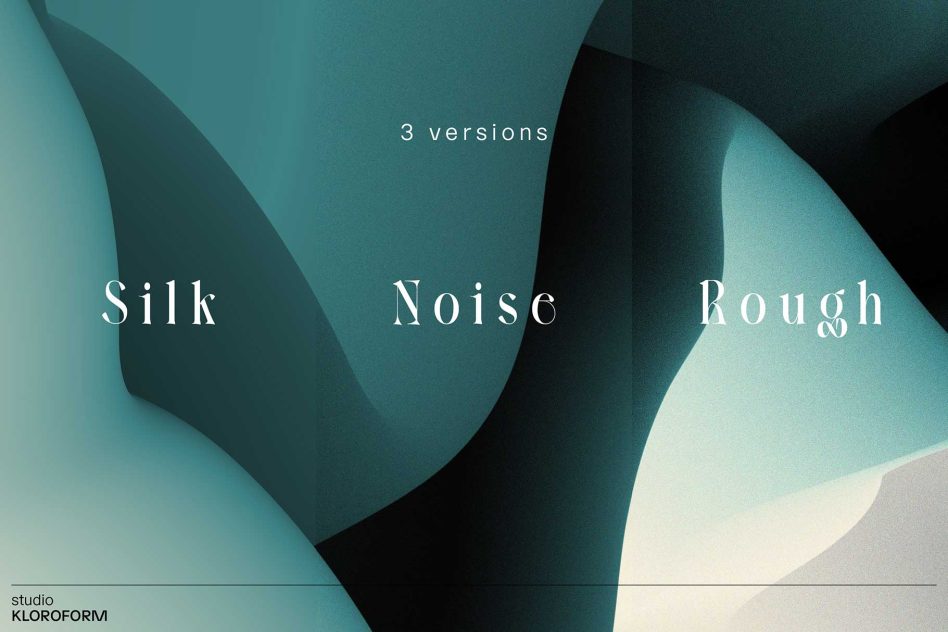 Abstract gradient textures showcasing silk, noise, and rough styles by Studio KLOROFORM, ideal for design templates, graphics, and backgrounds.