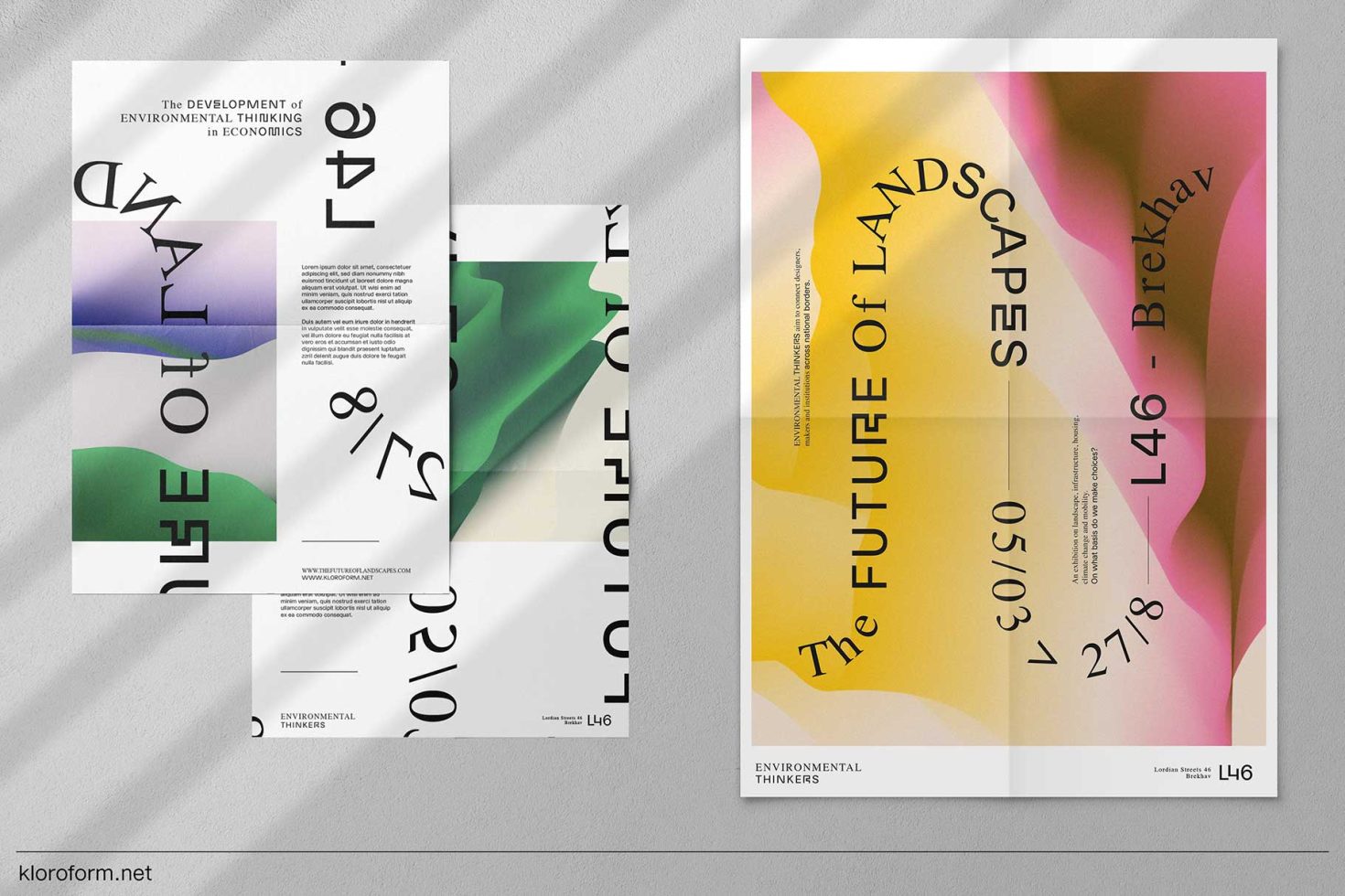 Modern poster mockups with abstract graphics and typography in a stylish layout, ideal for presentations and advertising in the templates category.