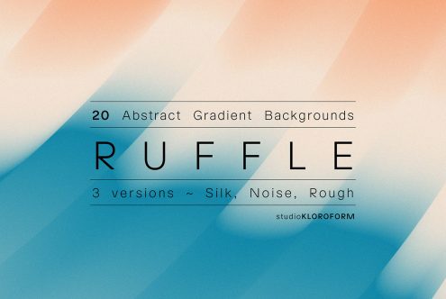 Alt: Ruffle - 20 abstract gradient backgrounds in silk, noise, and rough textures for graphic design, by studioKLOROFORM, versatile digital assets.