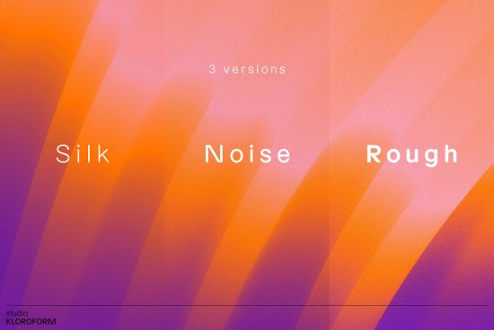 Colorful gradient texture samples displaying silk, noise, and rough variants for designers, by studio KLOROFORM, useful for graphics and templates.