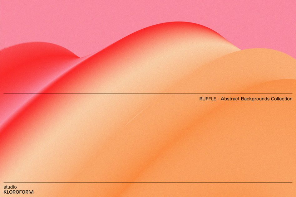 Vibrant abstract wavy background in pink and orange shades for graphic design projects, part of RUFFLE collection. Suitable for templates.