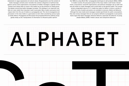 Bold sans-serif font design preview featuring the word 'ALPHABET', graphic design, typography, clean layout, digital asset for designers.