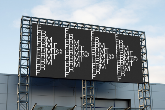 Billboard mockup featuring repeated typography design, ideal for font display or branding presentation in outdoor settings for designers.