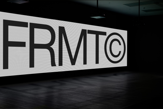 LED illuminated billboard mockup displaying bold typographic design FRMTC, ideal for graphics presentations and advertising mockups.