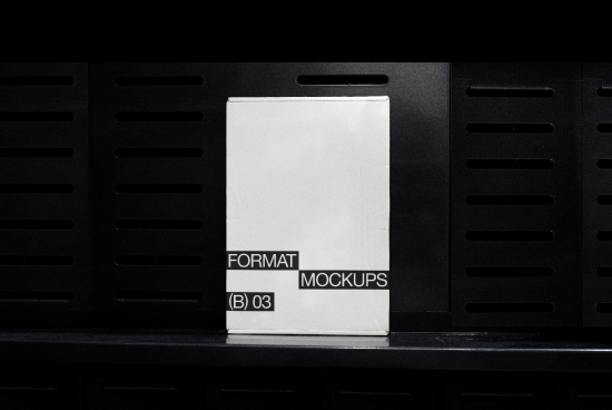 Blank white packaging mockup on black locker background essential for design presentations and branding.