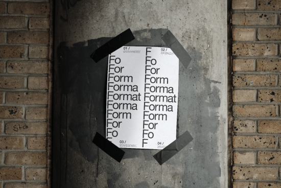 Urban poster mockup taped to a gritty brick wall, showcasing typography design for impactful visual presentations.