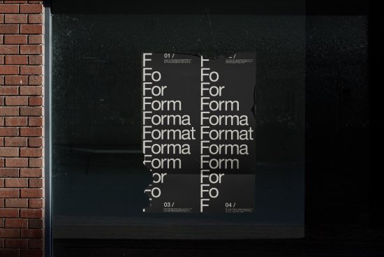 Modern font design poster with progressive scale displayed in a window, suitable for font designers looking for inspiration or assets.