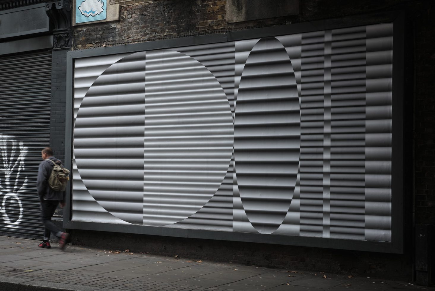 Urban street art optical illusion mural with pedestrian, ideal for mockup category in design resources.