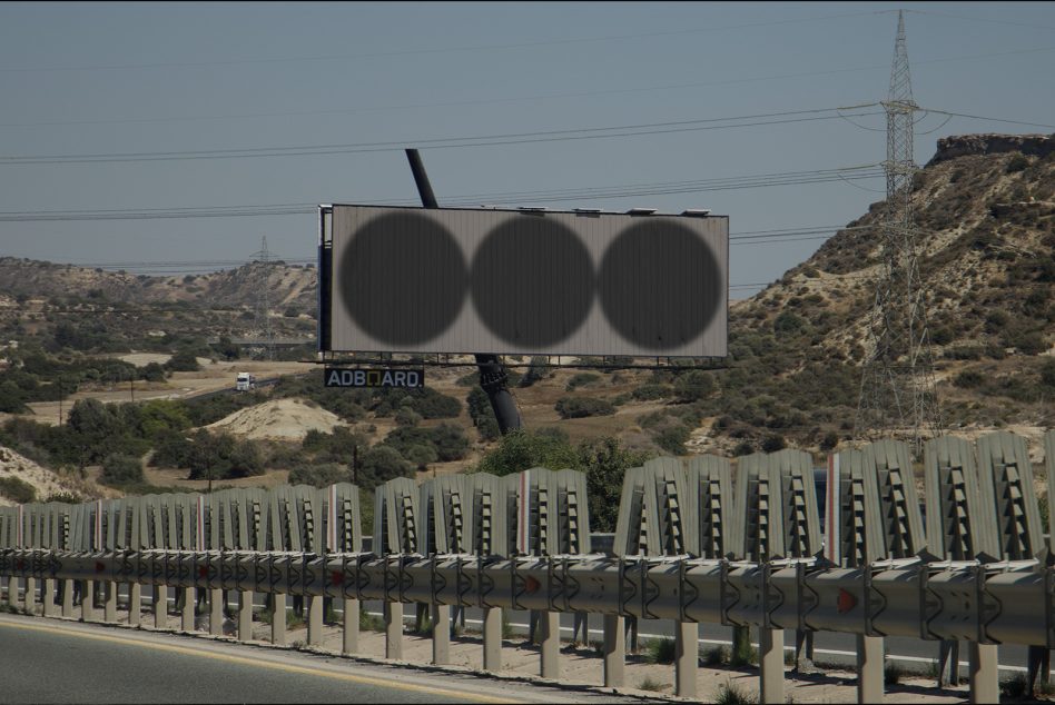 Billboard mockup in a desert roadside setting for outdoor advertising design presentation, clear sky, suitable for designers digital assets.