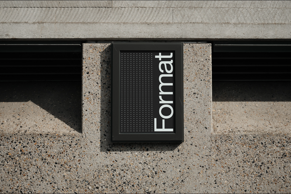 Outdoor signage mockup with elegant font on a modern building facade, ideal for showcasing branding designs and typographic work.