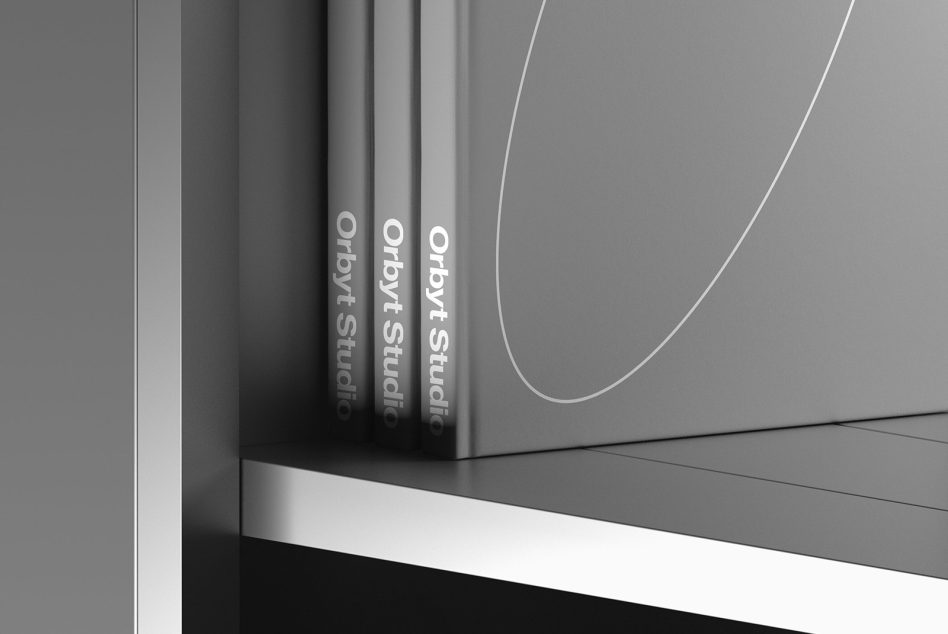 3D rendering of stylish books with minimalistic cover designs lined up on a shelf, featuring modern typography, ideal for mockup graphics.