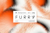 Furry texture pack with 25 brushstroke backgrounds in orange, white, charcoal ai, png files
