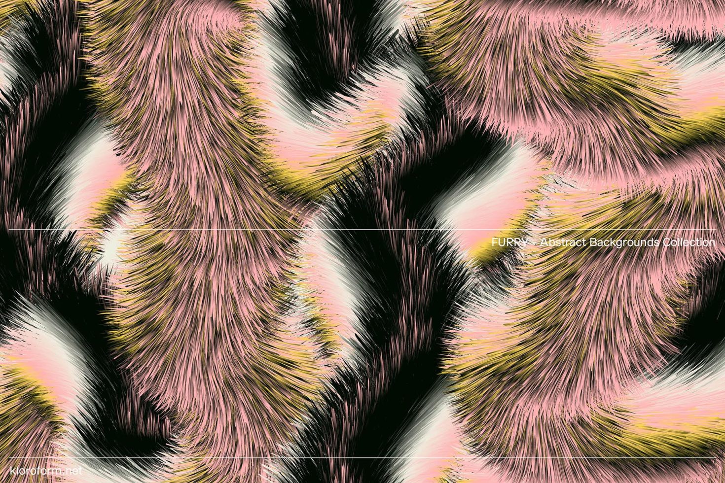 Abstract furry swirl pattern in black, pink, and yellow shades for creative design, background, wallpaper, or print projects. Suitable for Graphics category.