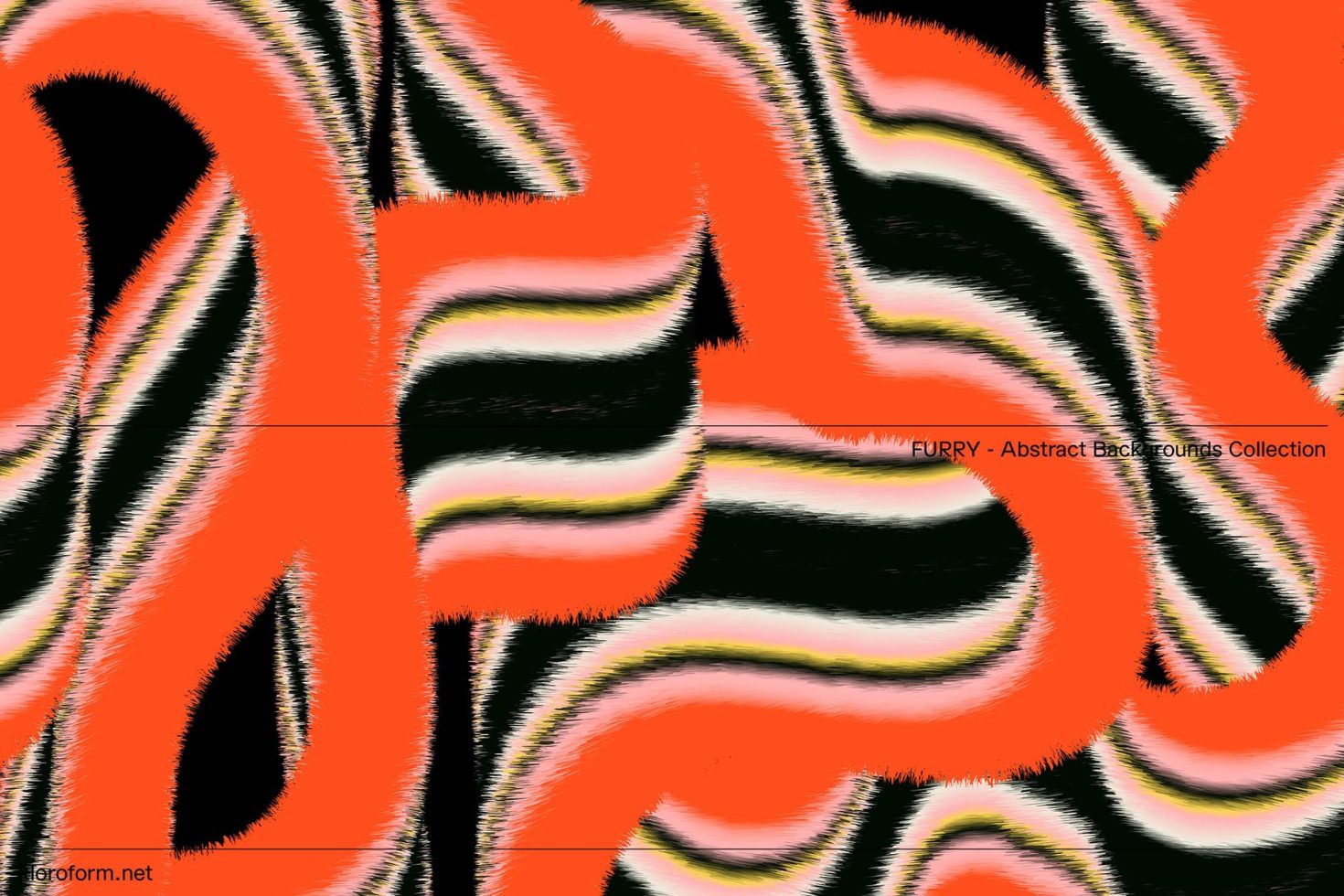 Vibrant orange and black zebra pattern digital background from FURRY collection. Perfect for designers needing abstract graphics.