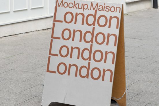 Street signage mockup with repetitive 'London' text design, showcasing bold typography and urban presentation for graphic assets.