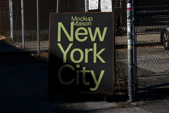 Street signage mockup with bold typeface showing 'New York City', ideal for designers looking to present urban design projects or branding.