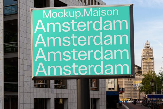 Billboard mockup in urban setting displaying bold typography design, ideal for showcasing advertising, graphic design, and font presentations.