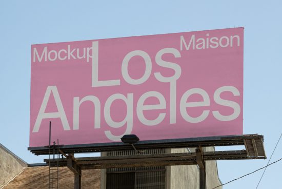 Billboard mockup with bold typography displaying Los Angeles text, ideal for graphic design and advertising presentations.