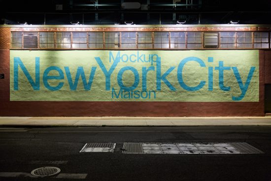 Urban wall mockup with stylized "New York City" text for graphic design, suitable for showcasing fonts and street-level advertising.