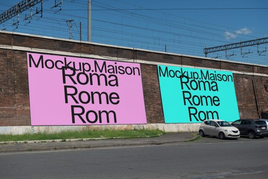 Billboard mockup on urban building showcasing bold font design, ideal for presentations and branding projects for designers.