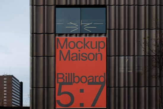 Urban billboard mockup on a modern building facade for outdoor advertising design display, ideal for designers creating mockups.