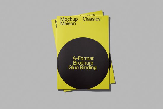 A-stack design brochure mockup with glue binding on a neutral background, ideal for presentations and showcasing print templates.
