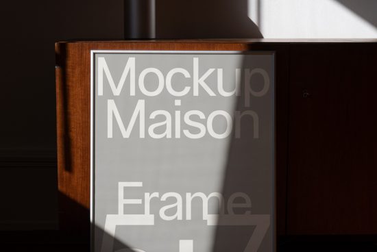 Elegant poster frame mockup in a room with natural lighting, ideal for showcasing design projects and artwork.