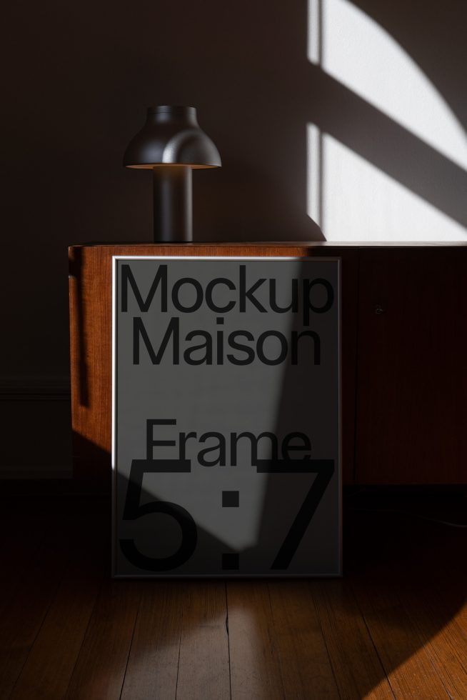 Elegant frame mockup in a stylish interior with natural lighting, perfect for designers to showcase artwork and graphics.