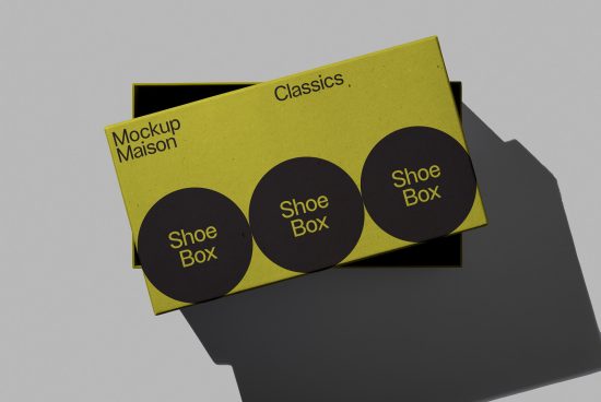Oliver green shoebox packaging mockup with bold typography, essential for designers looking to showcase branding projects in portfolio.