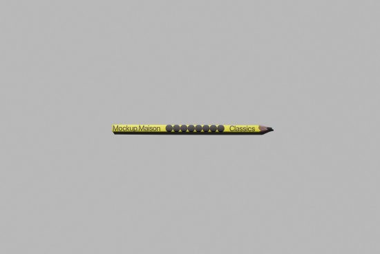Minimalist pencil mockup on gray background, showcasing branding potential for design assets in the stationery category.