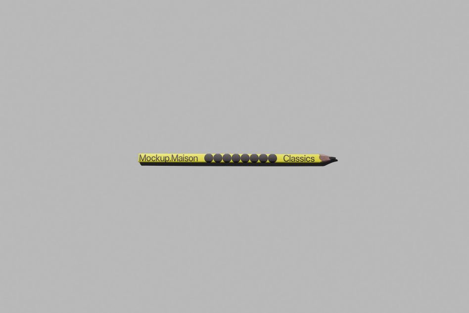 Minimalist pencil mockup on gray background, showcasing branding potential for design assets in the stationery category.