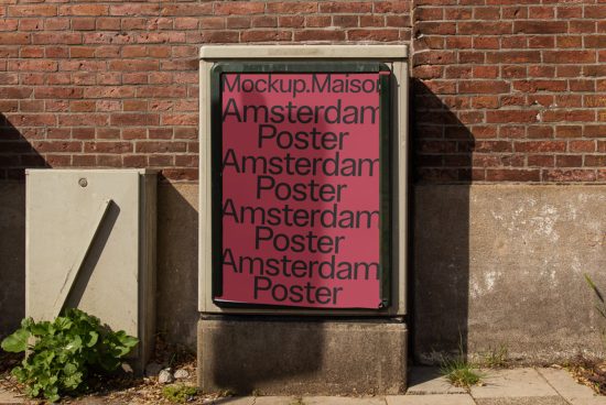 Urban poster mockup in street setting ideal for designers to showcase advertising designs, branding, outdoor graphics, and typography.
