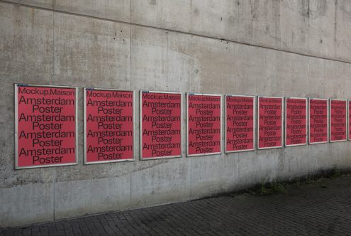 Urban Poster Mockup display on concrete wall showcasing design versatility for outdoor advertising. Ideal for graphic designers and branding presentations.