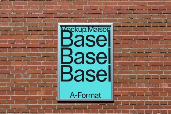 Outdoor poster mockup on a brick wall showcasing bold font for design presentation, ideal for digital asset marketplace, editable template.