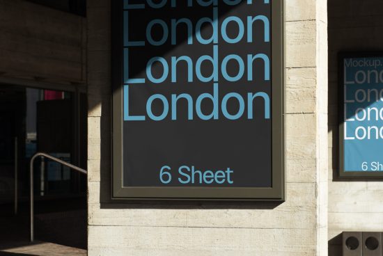 Urban poster mockup displaying the word London in different fonts on a wall, suitable for graphic and template design.