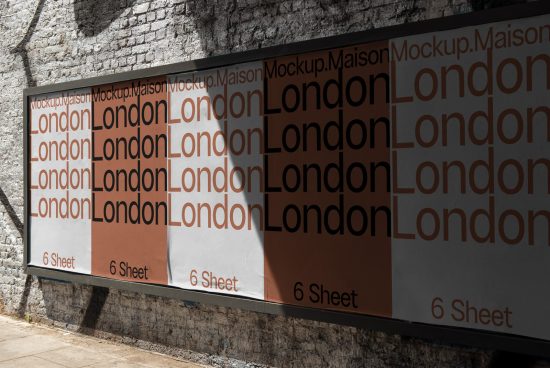 Billboard mockup featuring layered text design, showcasing font style variations for outdoor advertising in urban setting.