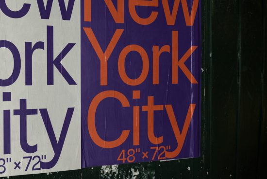 Torn poster graphic design with New York City text, urban style, bold typography for mockup or template use, suitable for edgy city-themed designs.