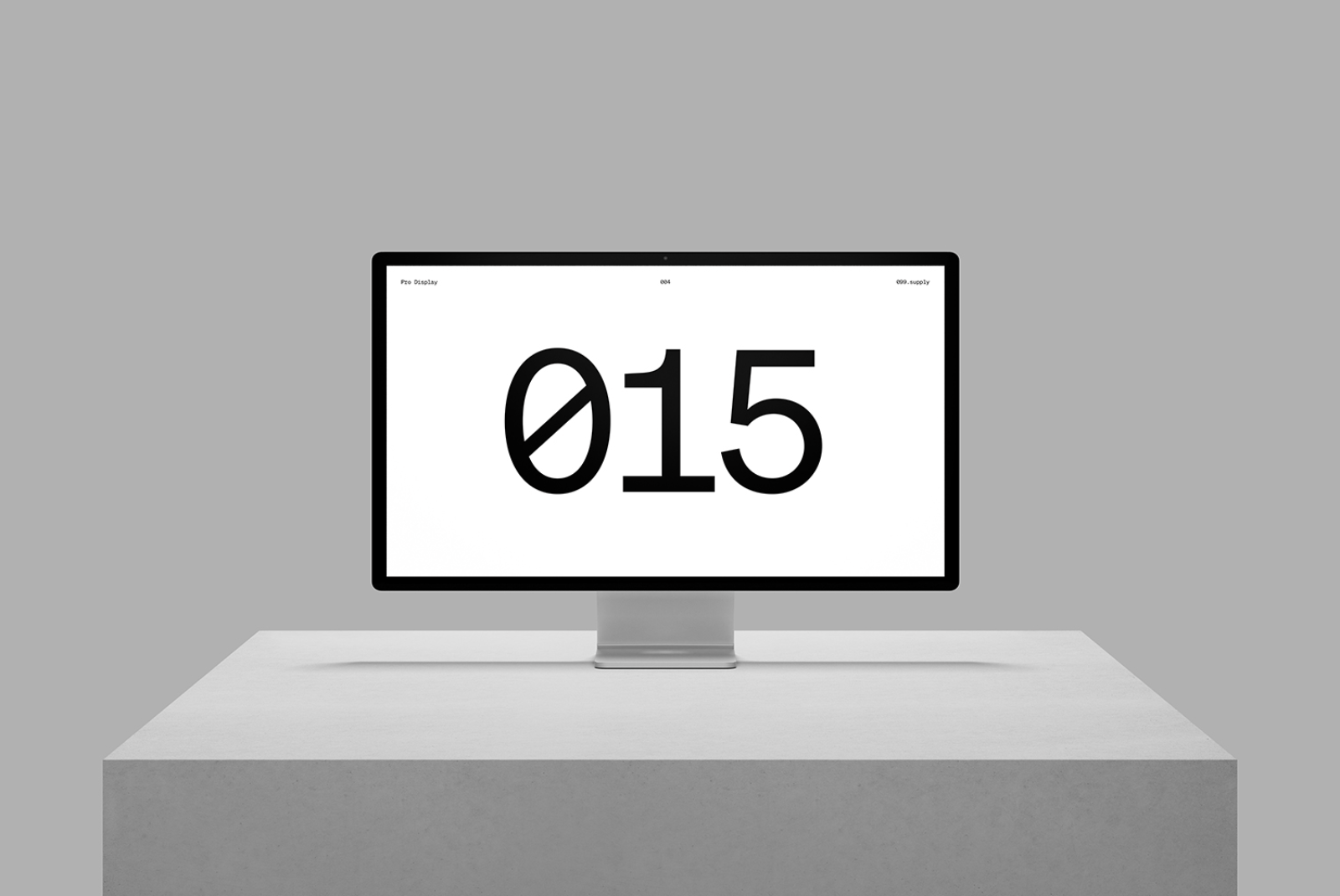 Minimalist font display on monitor for graphic design mockup, modern typography showcase, clean style on gray backdrop.