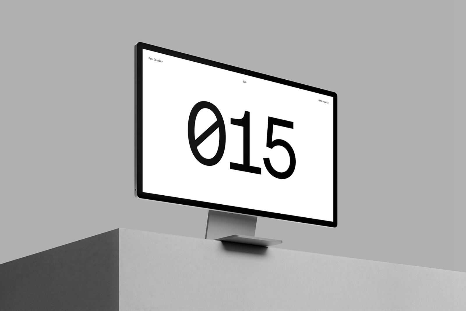 Sleek computer monitor mockup displaying bold font design, ideal for presenting typography, web design, and digital graphics.