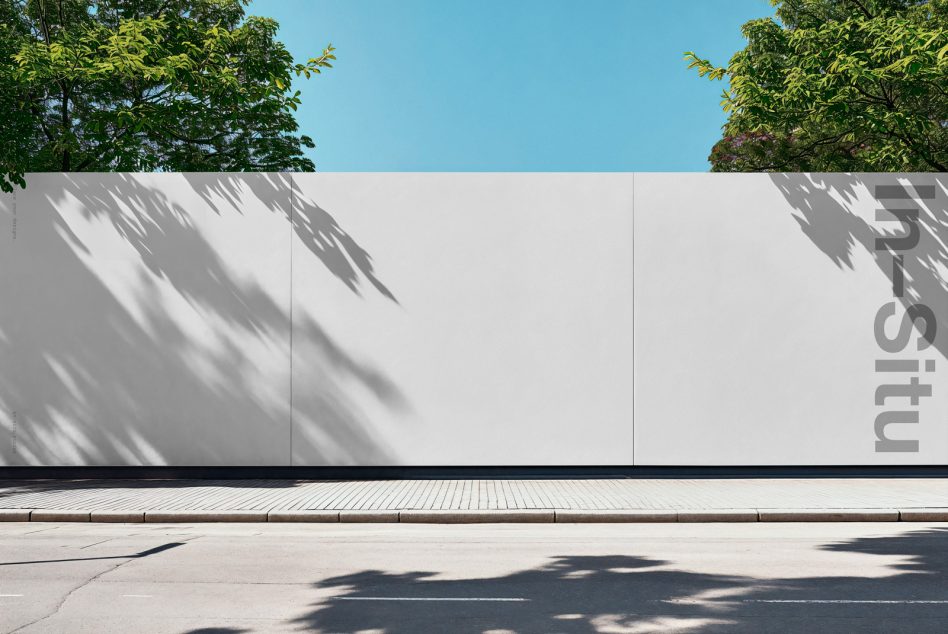 Billboard mockup on a sunny day with tree shadow, urban outdoor advertising space for design presentation, realistic graphic template.