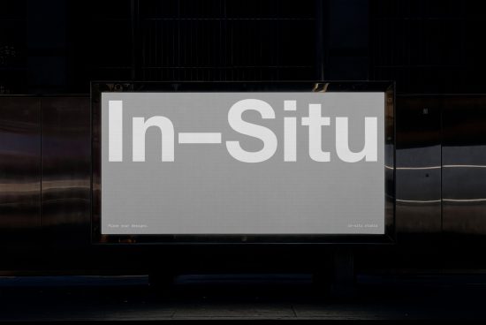 Outdoor billboard mockup at night for advertising, urban environment, customizable design space, realistic lighting, suitable for graphic designers.