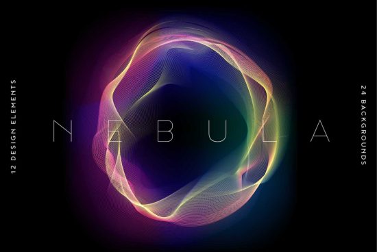 Dynamic Nebula digital art background with vibrant abstract colors, perfect for designers seeking to use in graphics, mockups, and templates.