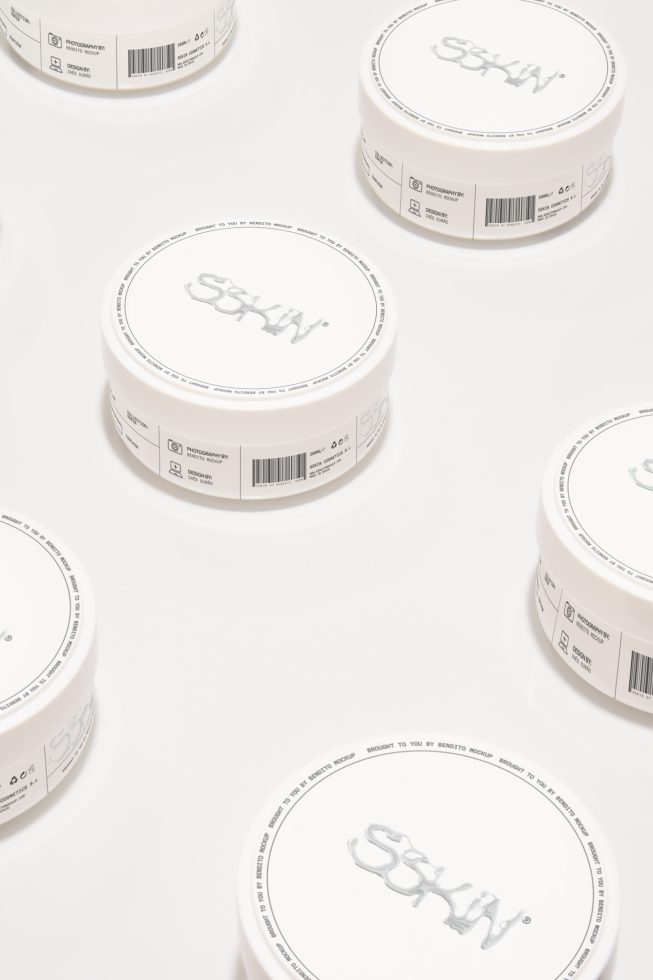 Cosmetic cream jar mockup with modern branding perfect for designers to showcase packaging designs in a minimalistic style.