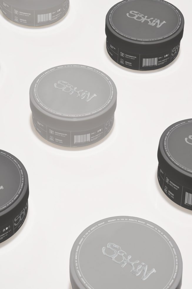 Round cosmetic jar product mockups in grey scale on white background, perfect for designers to display brand designs.